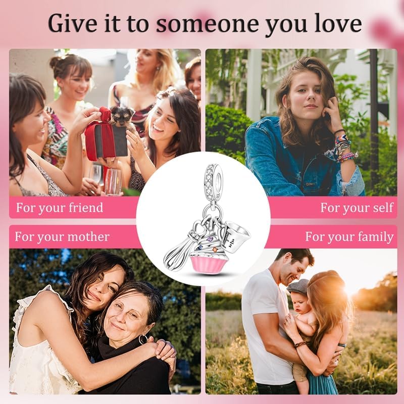 DATOUQI Queen Happy Birthday Hot Air Balloon Family Puppy Charm 925 Sterling Silver Charms for Bracelets and Necklaces Mother's Day Charms for Women - Image 4